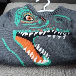 Old Navy Gray Sweater with Dinosaur Design